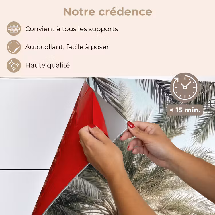 Fond de hotte - Bâtiment - Palmiers - Beige - Soleil — 4