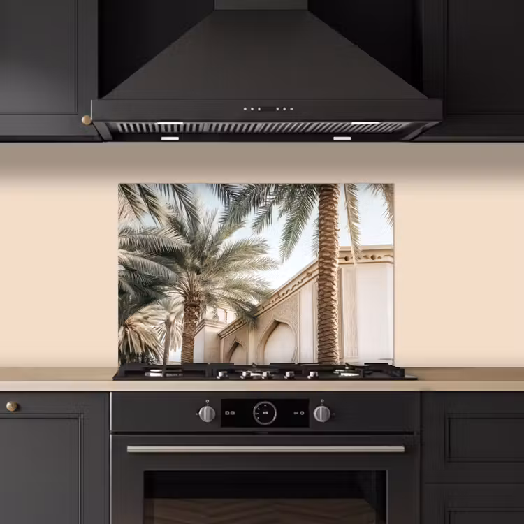Fond de hotte - Bâtiment - Palmiers - Beige - Soleil — 5