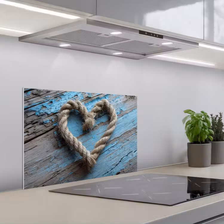 Fond de hotte - Coeur - Corde - Bois - Rustique — 1