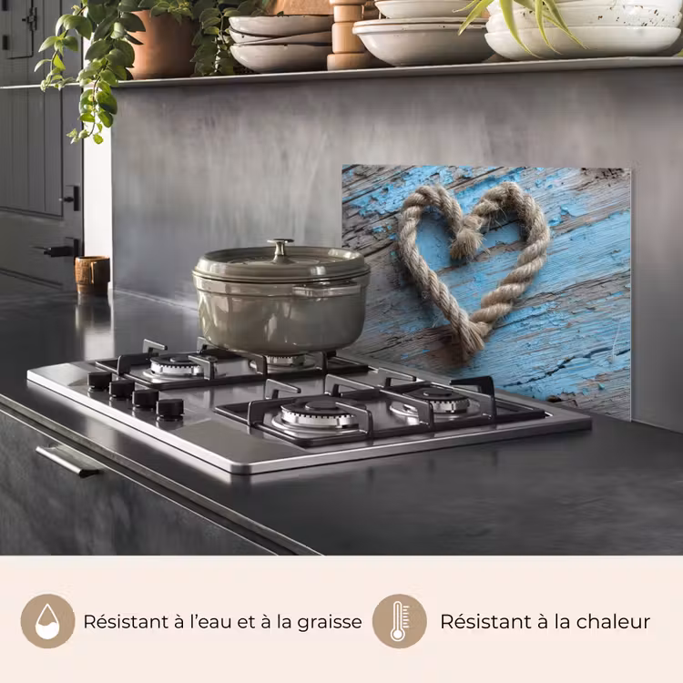 Fond de hotte - Coeur - Corde - Bois - Rustique — 2