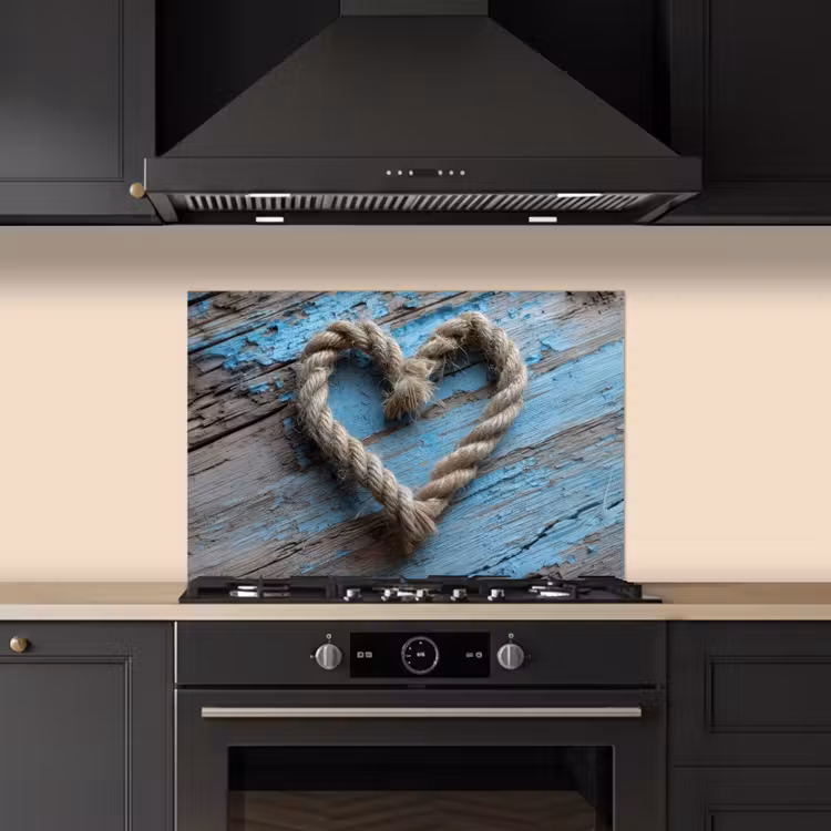 Fond de hotte - Coeur - Corde - Bois - Rustique — 5