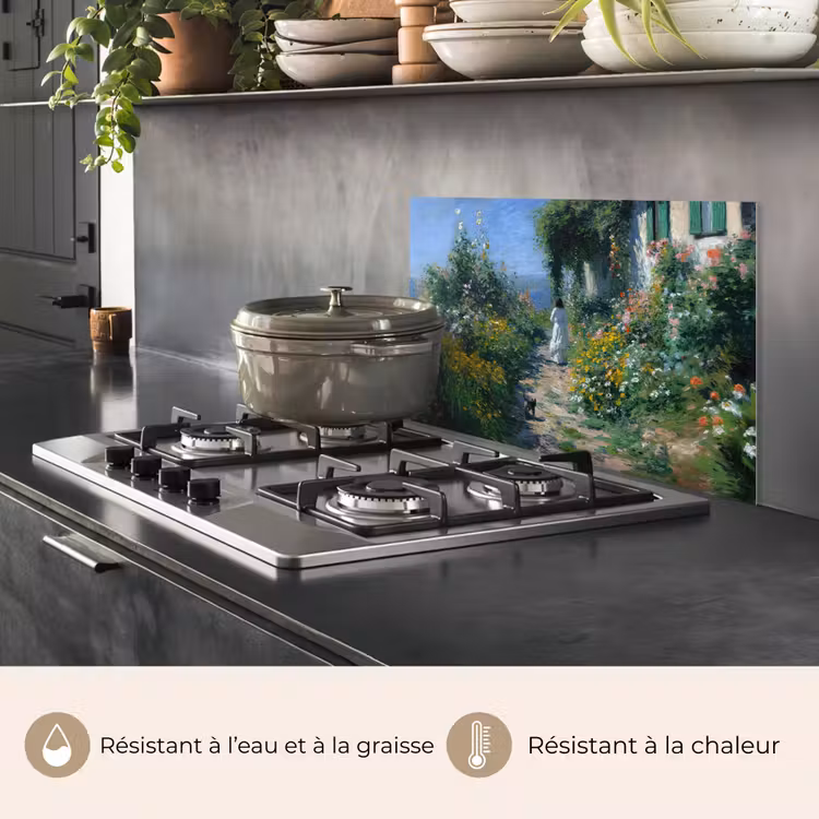 Fond de hotte - Chat - Femme - Fleurs - Maison — 2