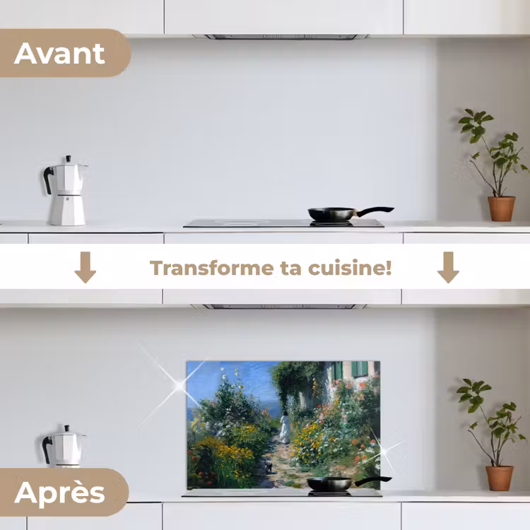 Fond de hotte - Chat - Femme - Fleurs - Maison — 7