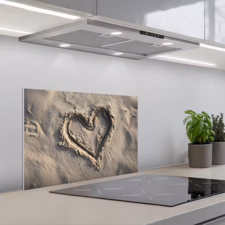 Fond de hotte - Forme de coeur - Signé - Beige - Sand — 1