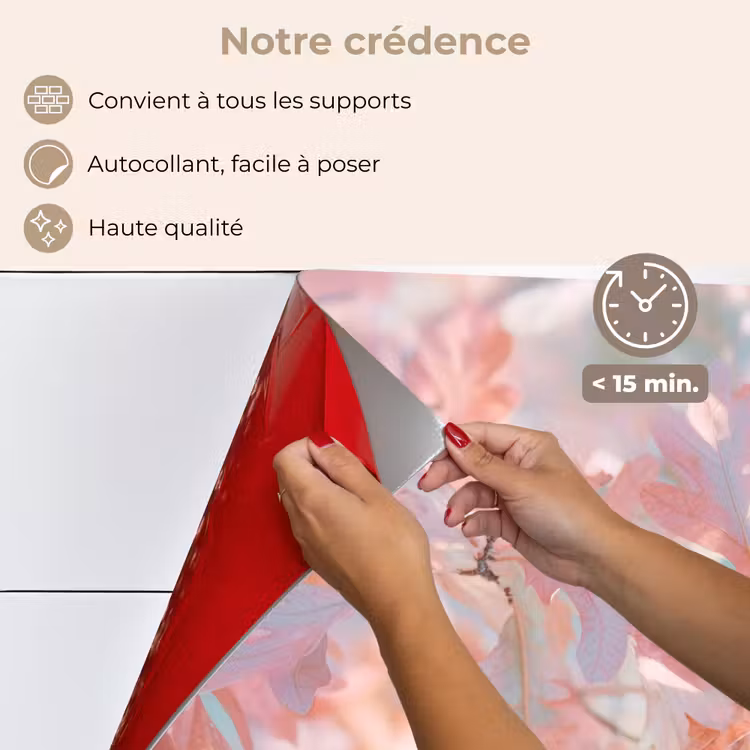 Fond de hotte - Feuilles de chêne - Branches - Rose — 4