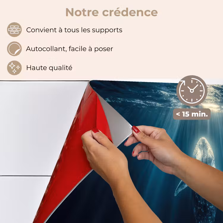 Fond de hotte - Baleine - Eau - Rayons de soleil - Bleu — 4