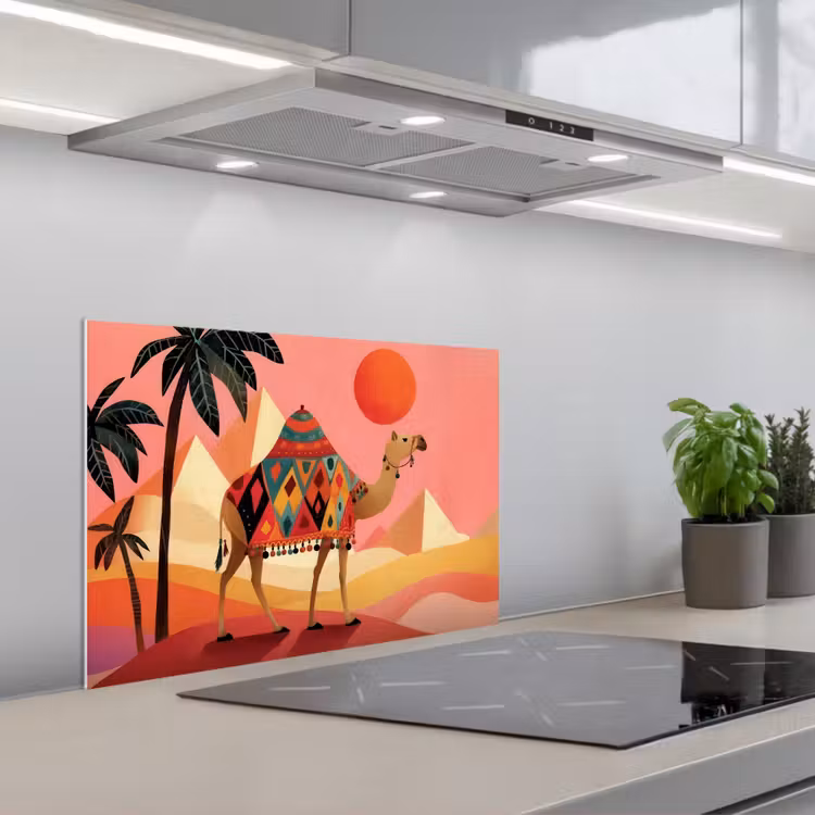 Fond de hotte - Chameau - Pyramides - Soleil rouge — 1