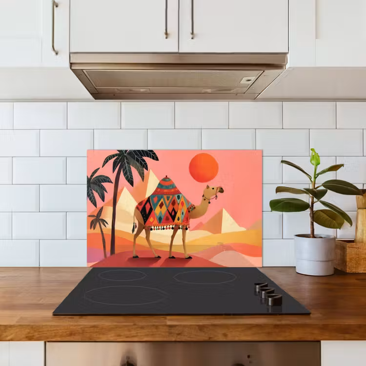 Fond de hotte - Chameau - Pyramides - Soleil rouge — 3