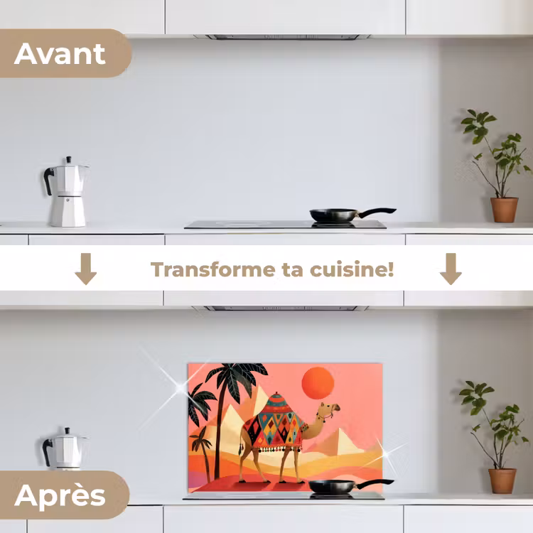 Fond de hotte - Chameau - Pyramides - Soleil rouge — 7