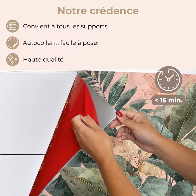 Fond de hotte - Composition des feuilles - Vertes - Roses — 4