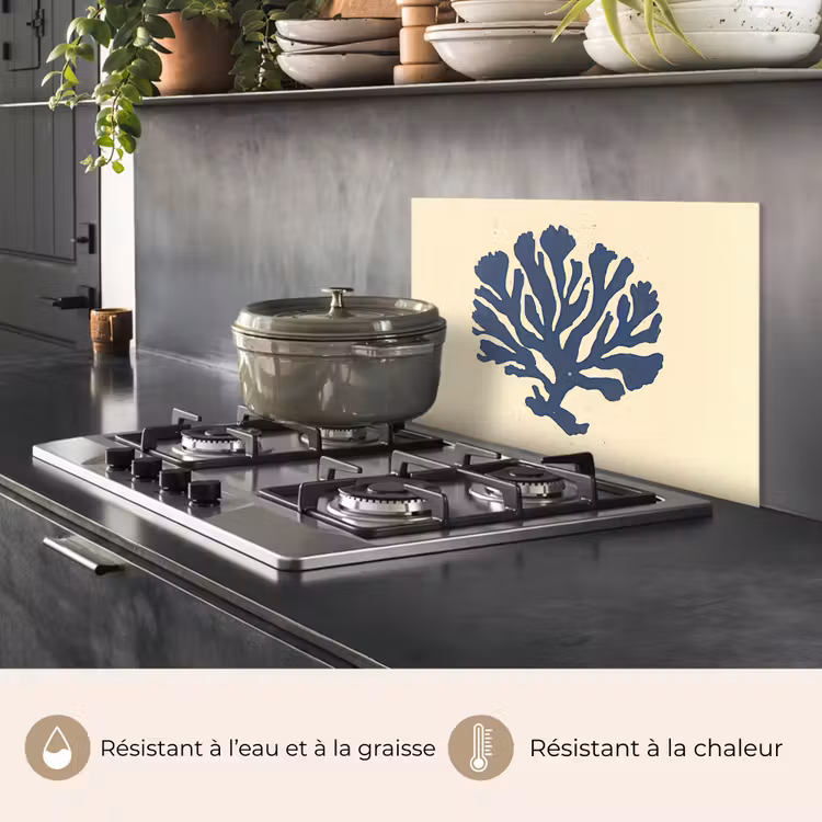 Fond de hotte - Corail bleu - Branches - Beige — 2