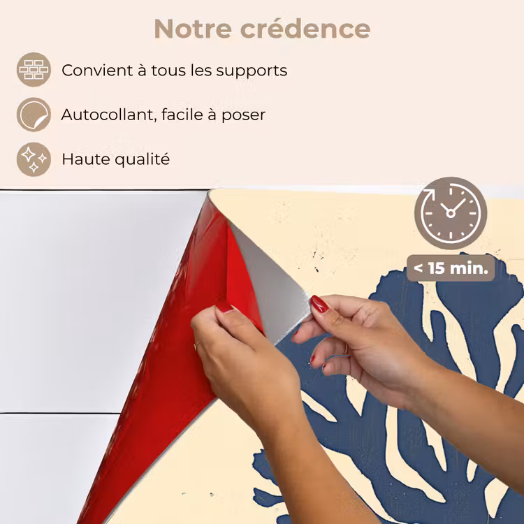 Fond de hotte - Corail bleu - Branches - Beige — 4