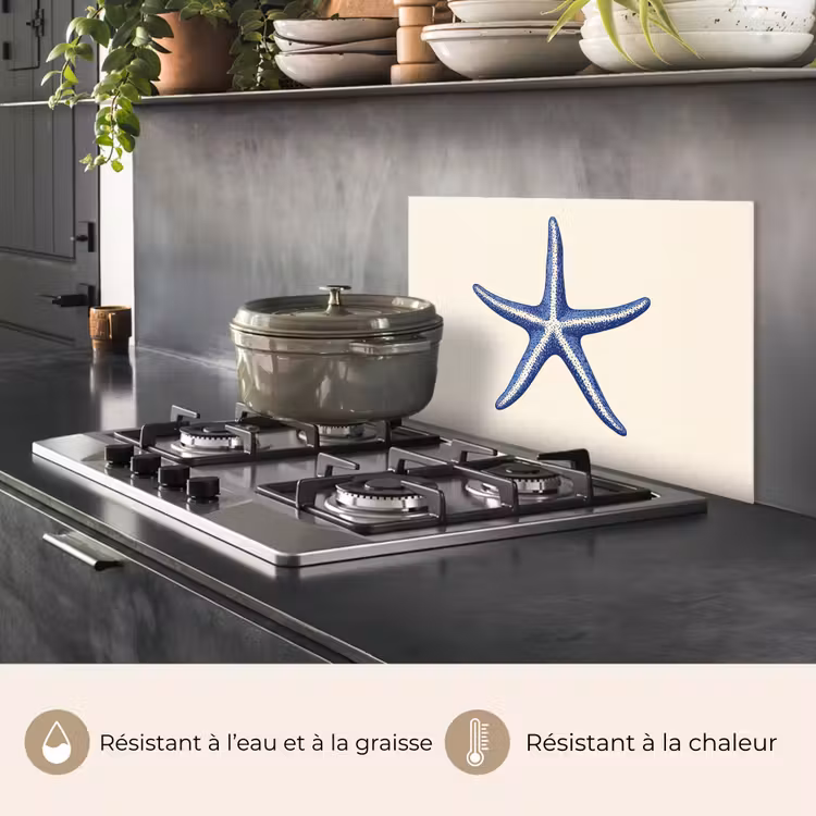 Fond de hotte - Etoile de mer bleue - Minimaliste - Beige — 2