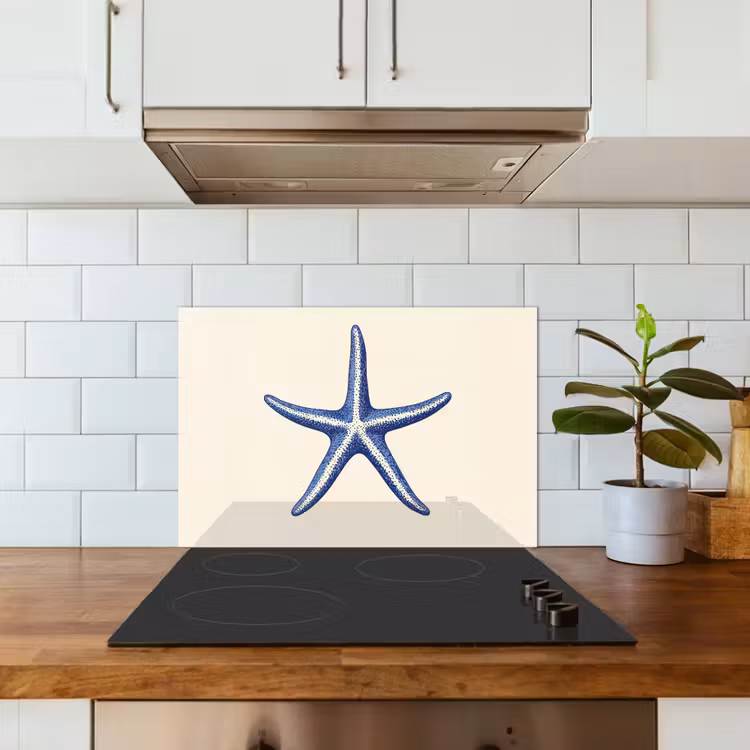 Fond de hotte - Etoile de mer bleue - Minimaliste - Beige — 3