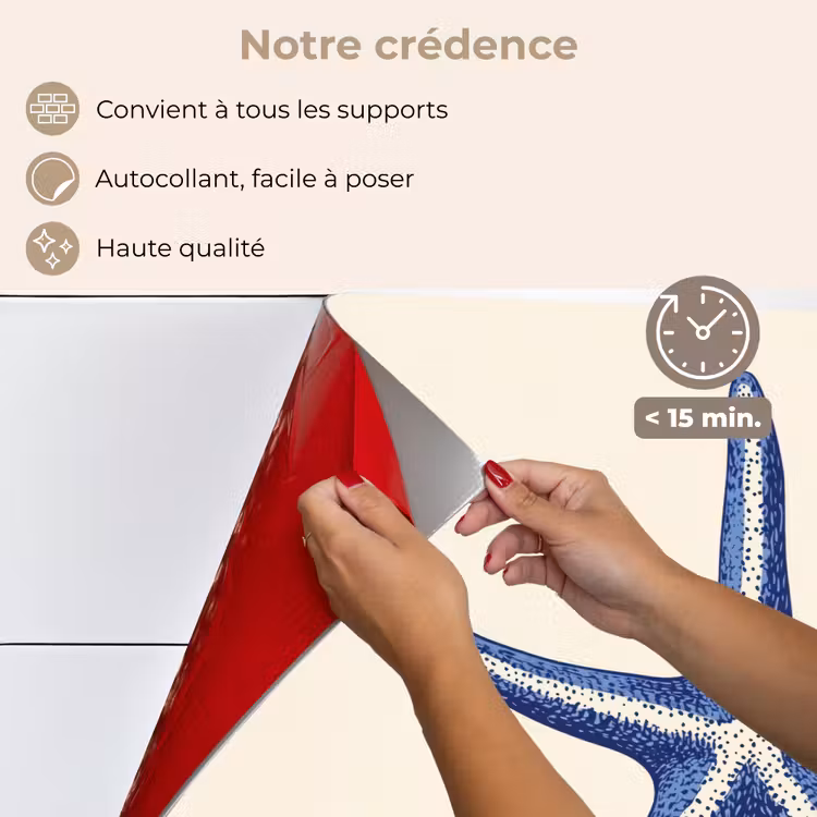 Fond de hotte - Etoile de mer bleue - Minimaliste - Beige — 4