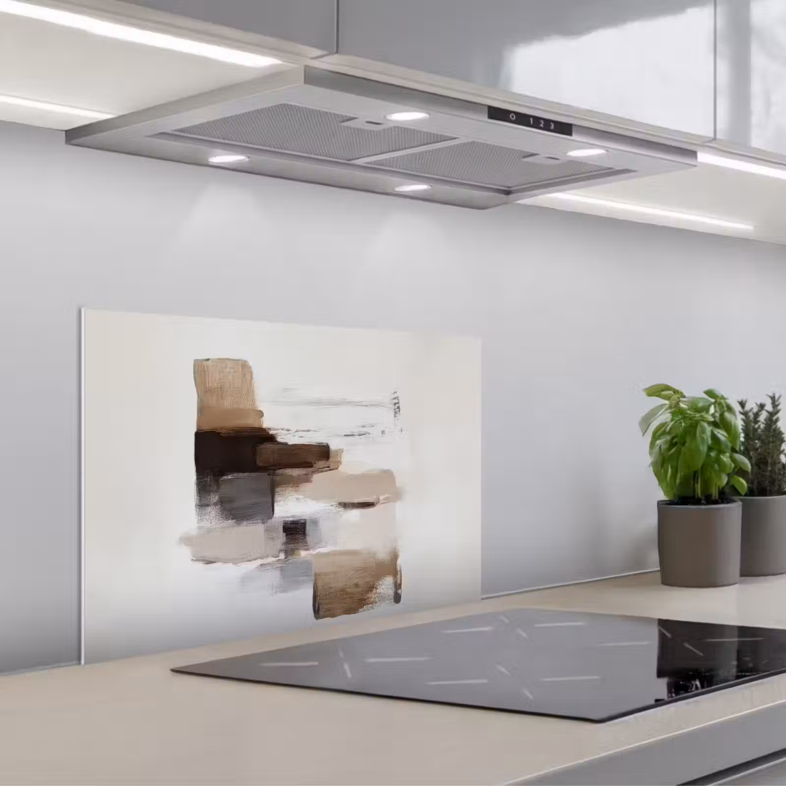 Fond de hotte - Coups de pinceau - Équilibre - Beige - Marron — 1