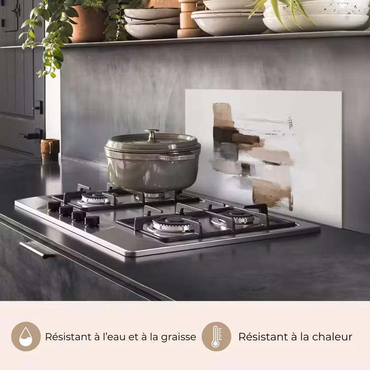 Fond de hotte - Coups de pinceau - Équilibre - Beige - Marron — 2