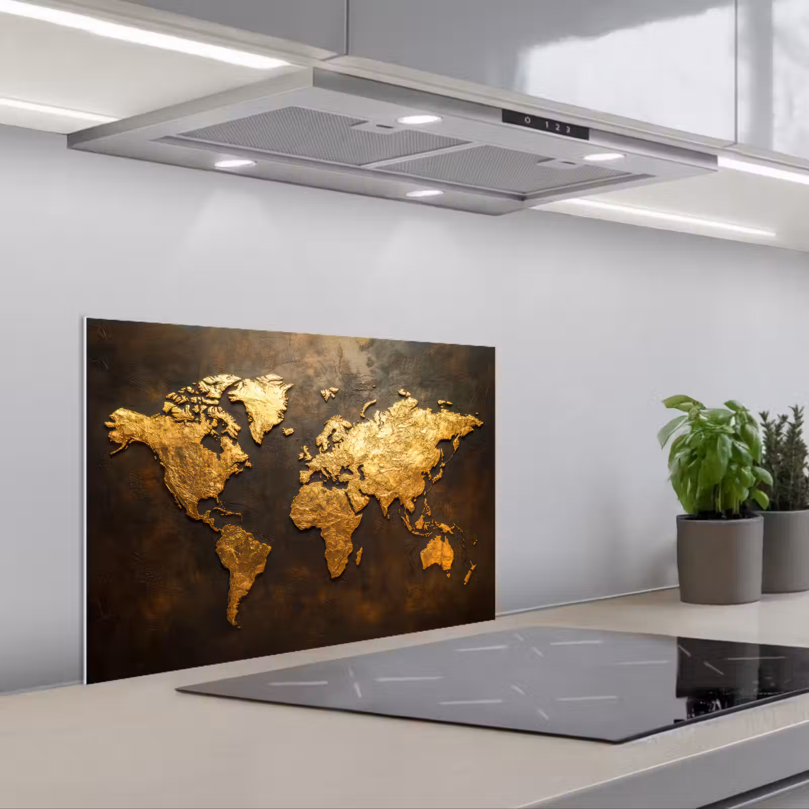 Fond de hotte - Carte du monde - Or - Rouille — 1