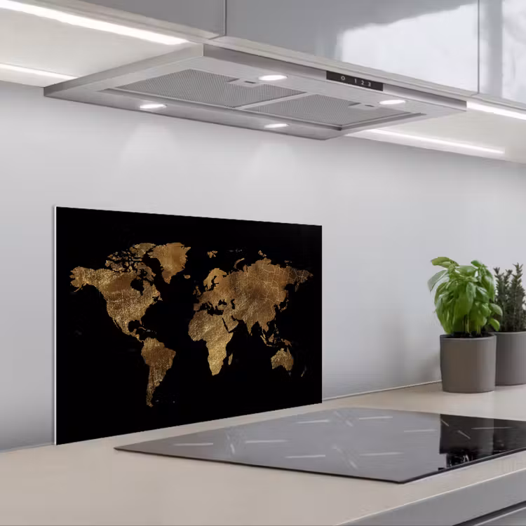 Fond de hotte - Carte du monde - Or - Luxe - Terre - Noir — 1