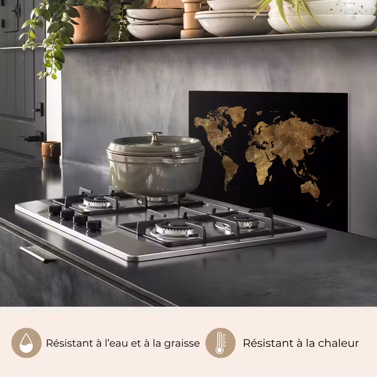 Fond de hotte - Carte du monde - Or - Luxe - Terre - Noir — 2