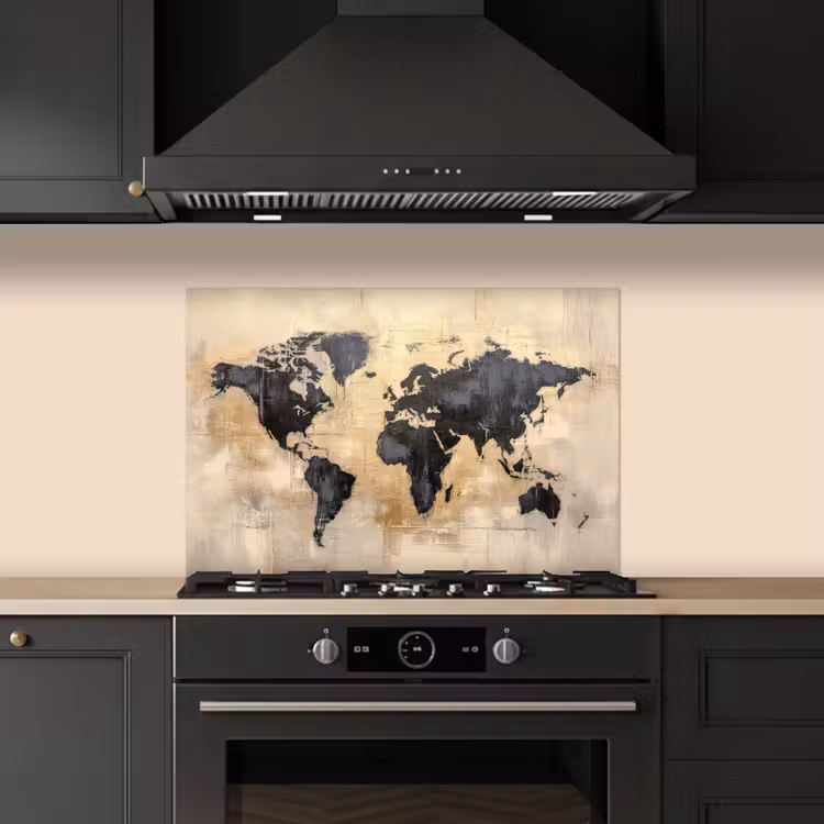 Fond de hotte - Carte du monde - Or - Noir - Abstrait — 5