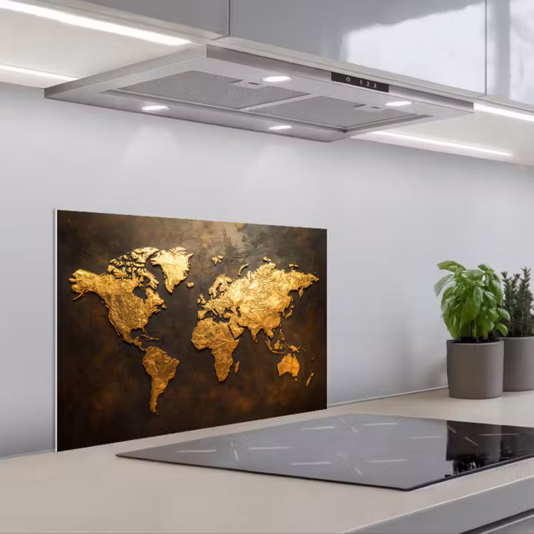 Fond de hotte - Carte du monde - Or - Rouille — 1