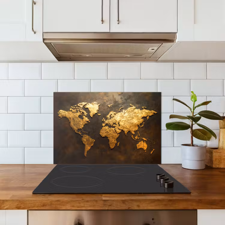 Fond de hotte - Carte du monde - Or - Rouille — 3