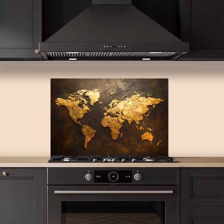 Fond de hotte - Carte du monde - Or - Rouille — 5