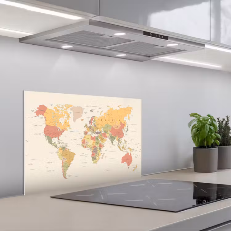 Fond de hotte - Carte du monde - Réaliste - Beige — 1