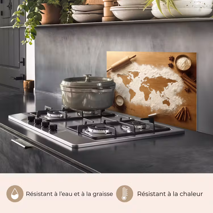 Fond de hotte - Bois - Carte du monde - Cuisson - Cuisine — 2