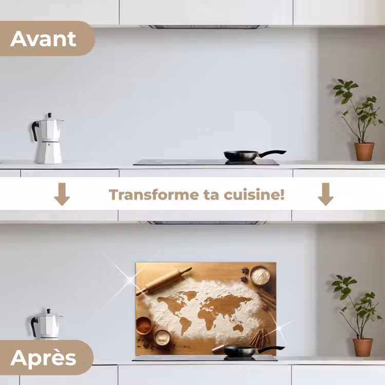 Fond de hotte - Bois - Carte du monde - Cuisson - Cuisine — 7