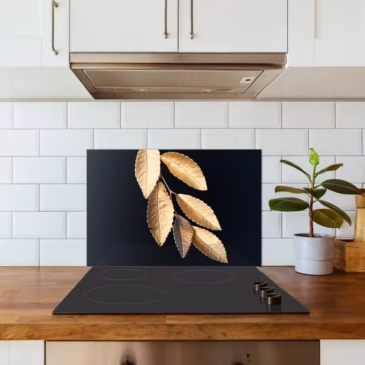 Fond de hotte - Feuilles - Noir - Or - Luxe - Plantes — 3