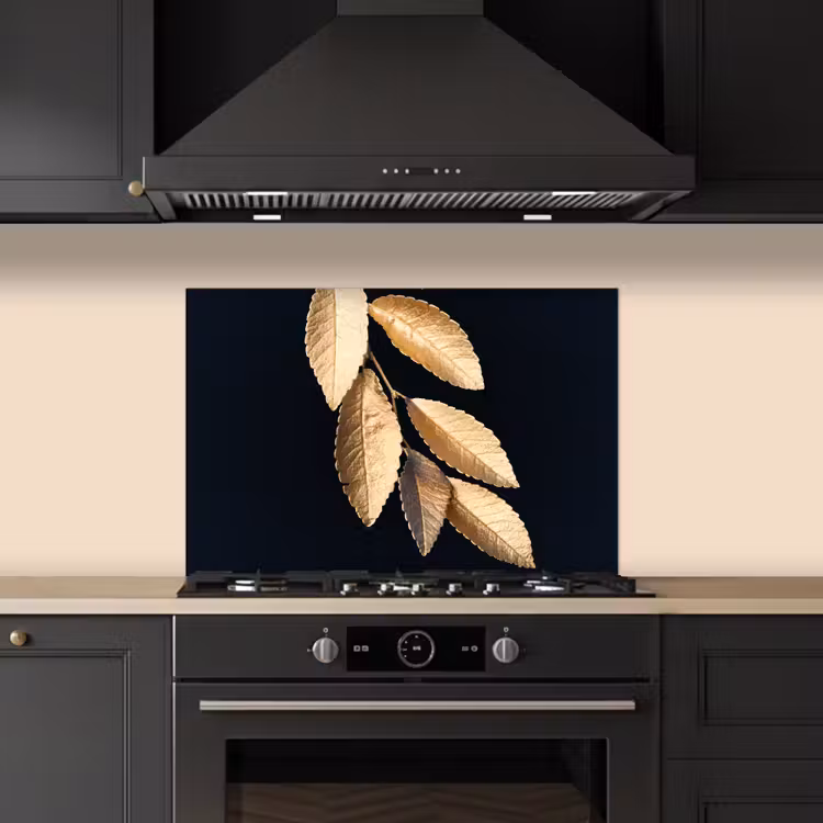 Fond de hotte - Feuilles - Noir - Or - Luxe - Plantes — 5