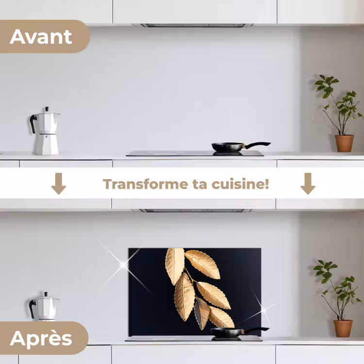 Fond de hotte - Feuilles - Noir - Or - Luxe - Plantes — 7