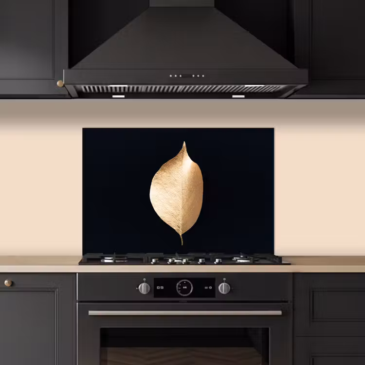 Fond de hotte - Feuilles - Or - Noir - Plantes - Luxe — 5