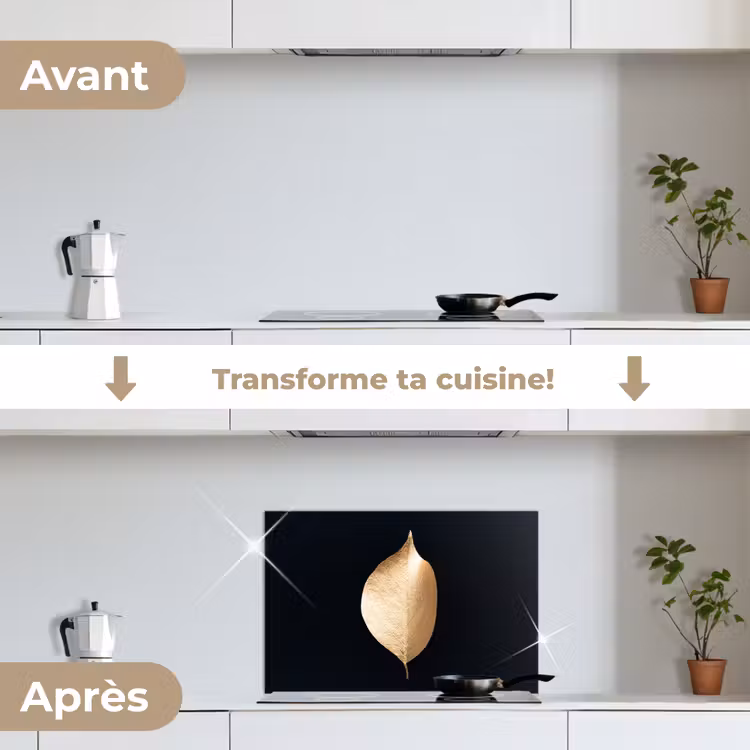 Fond de hotte - Feuilles - Or - Noir - Plantes - Luxe — 7