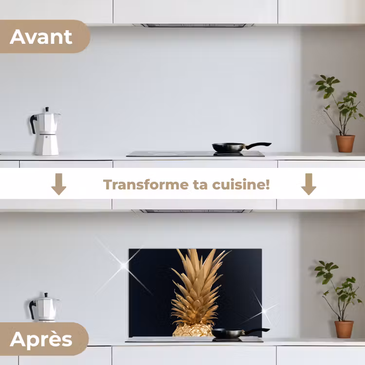 Fond de hotte - Ananas - Or - Peinture - Noir - Fruit - Luxe — 7