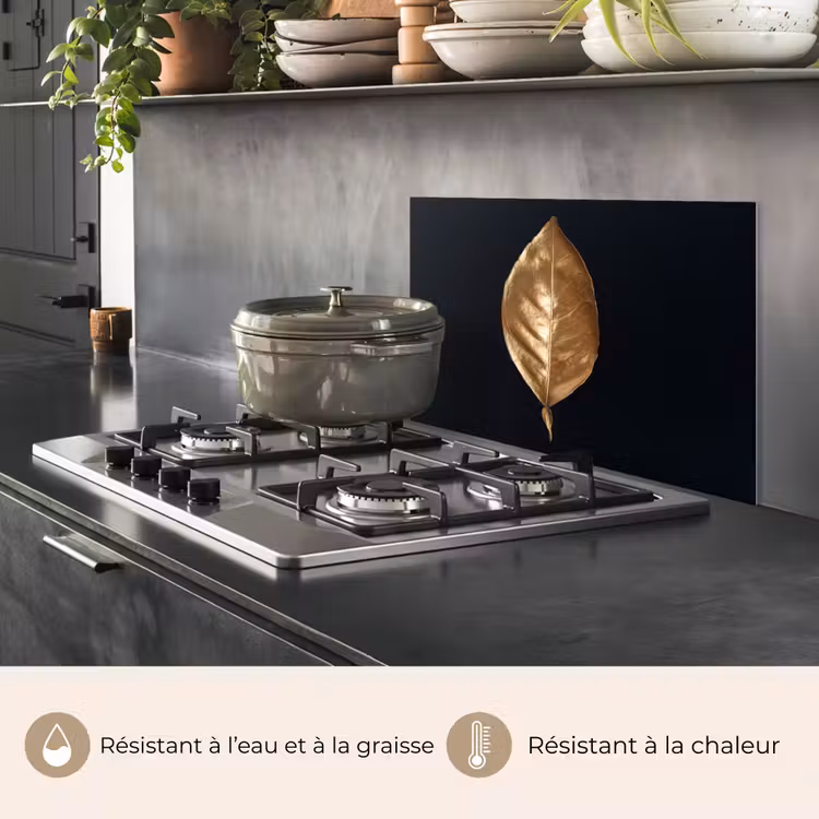 Fond de hotte - Feuilles - Chic - Or - Plantes - Noir — 2