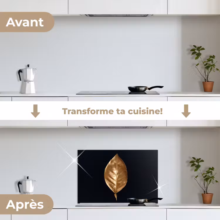 Fond de hotte - Feuilles - Chic - Or - Plantes - Noir — 7