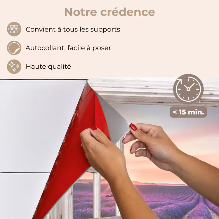 Fond de hotte - Champs de lavande au coucher du soleil — 4