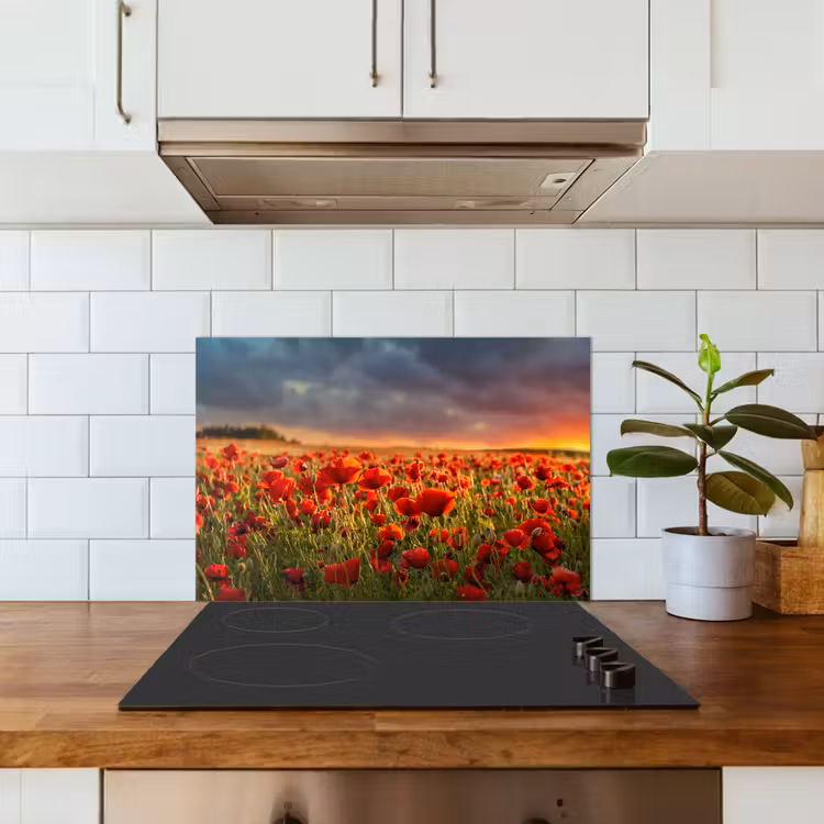 Fond de hotte - Coucher de soleil - Coquelicots - Rouge - Fleurs - Champ - Nature — 3