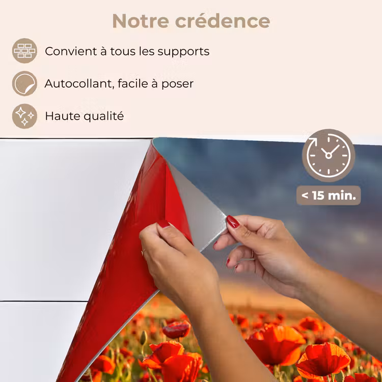 Fond de hotte - Coucher de soleil - Coquelicots - Rouge - Fleurs - Champ - Nature — 4