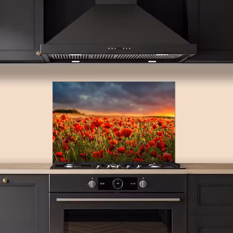 Fond de hotte - Coucher de soleil - Coquelicots - Rouge - Fleurs - Champ - Nature — 5