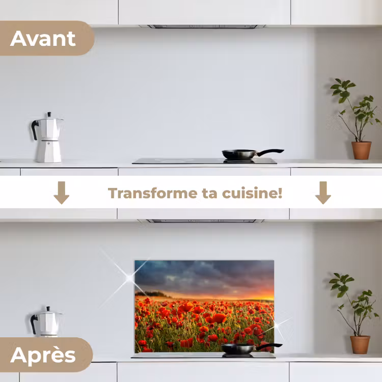 Fond de hotte - Coucher de soleil - Coquelicots - Rouge - Fleurs - Champ - Nature — 7