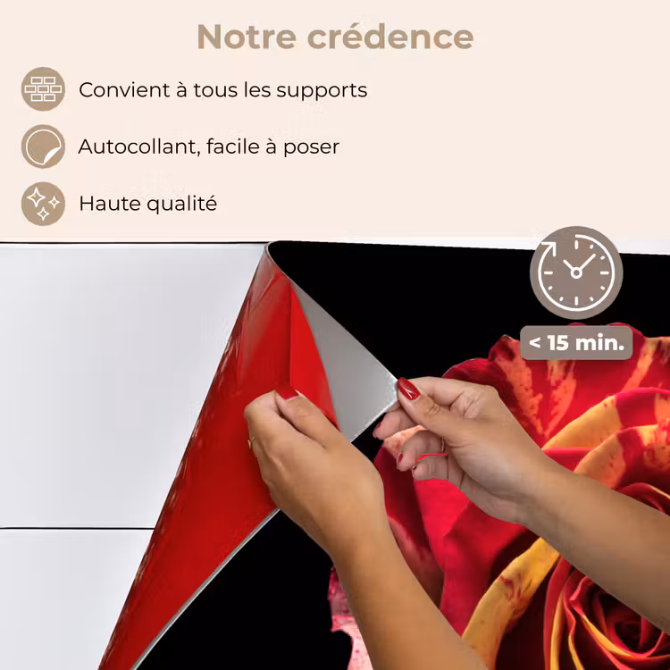 Fond de hotte - Fleur - Rose - Rouge - Noir — 4