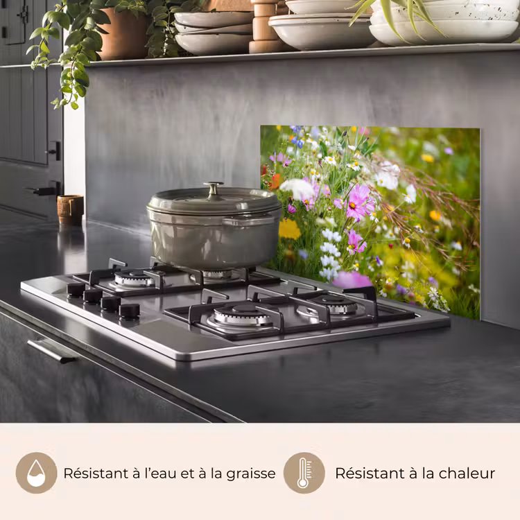 Fond de hotte - Fleurs - Nature - Vert - Herbe - Violet - Blanc — 2