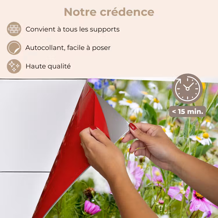 Fond de hotte - Fleurs - Nature - Vert - Herbe - Violet - Blanc — 4