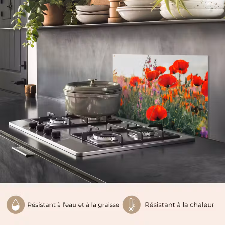 Fond de hotte - Coquelicot - Fleurs - Rouge - Violet - Prairie — 2