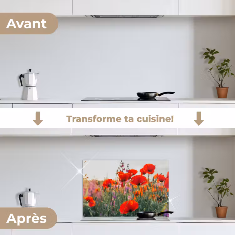 Fond de hotte - Coquelicot - Fleurs - Rouge - Violet - Prairie — 7