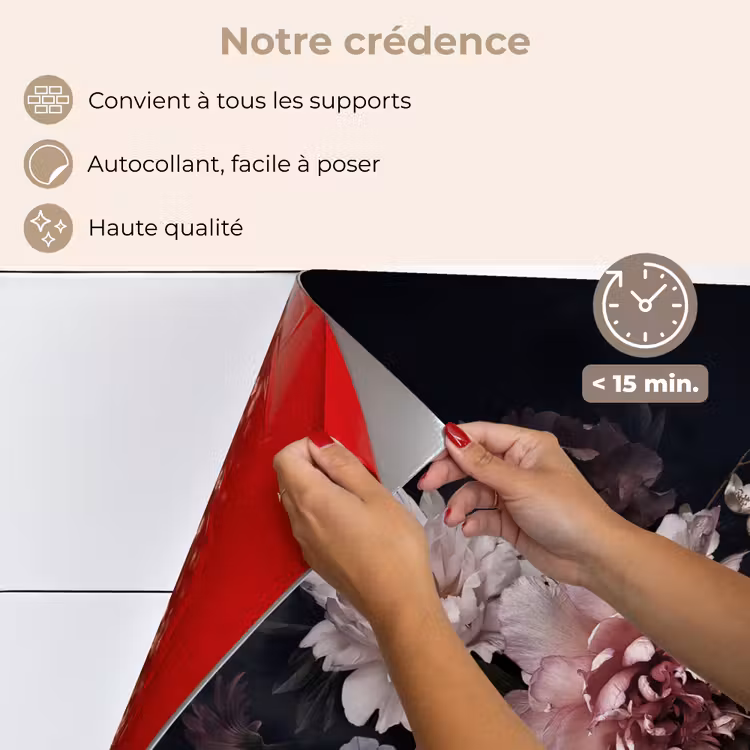 Fond de hotte - Fleurs - Vintage - Pastel - Rose - Blanc — 4